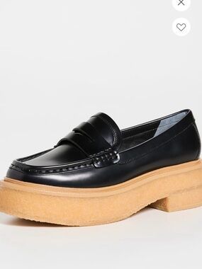 Loeffler Randall Rikki Platform Loafers Black Leather w. Tan Crepe Platform